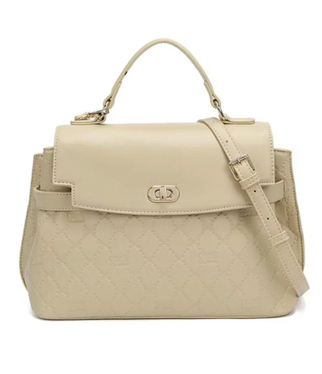 Cavalli Class almond embossed top-handle bag with shoulder strap