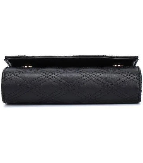 Cavalli Class black quilted crossbody wallet side view