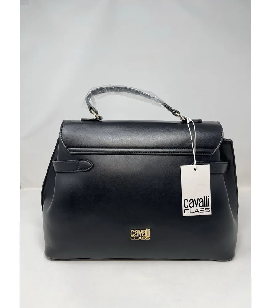 Back view of Cavalli Class Tatiana black top-handle bag
