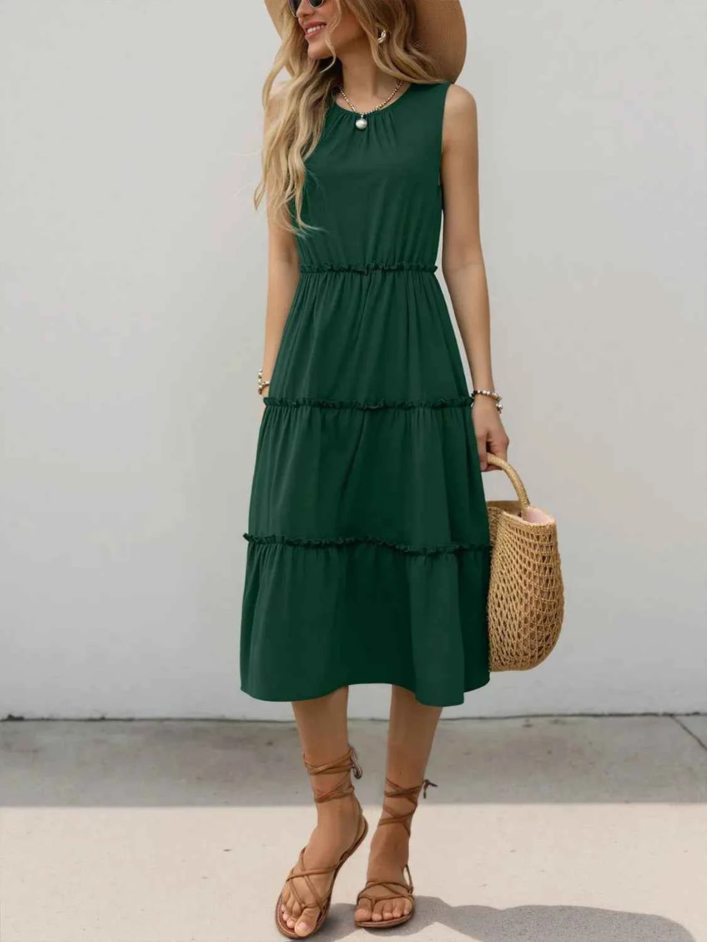 Frill Tiered Midi Dress