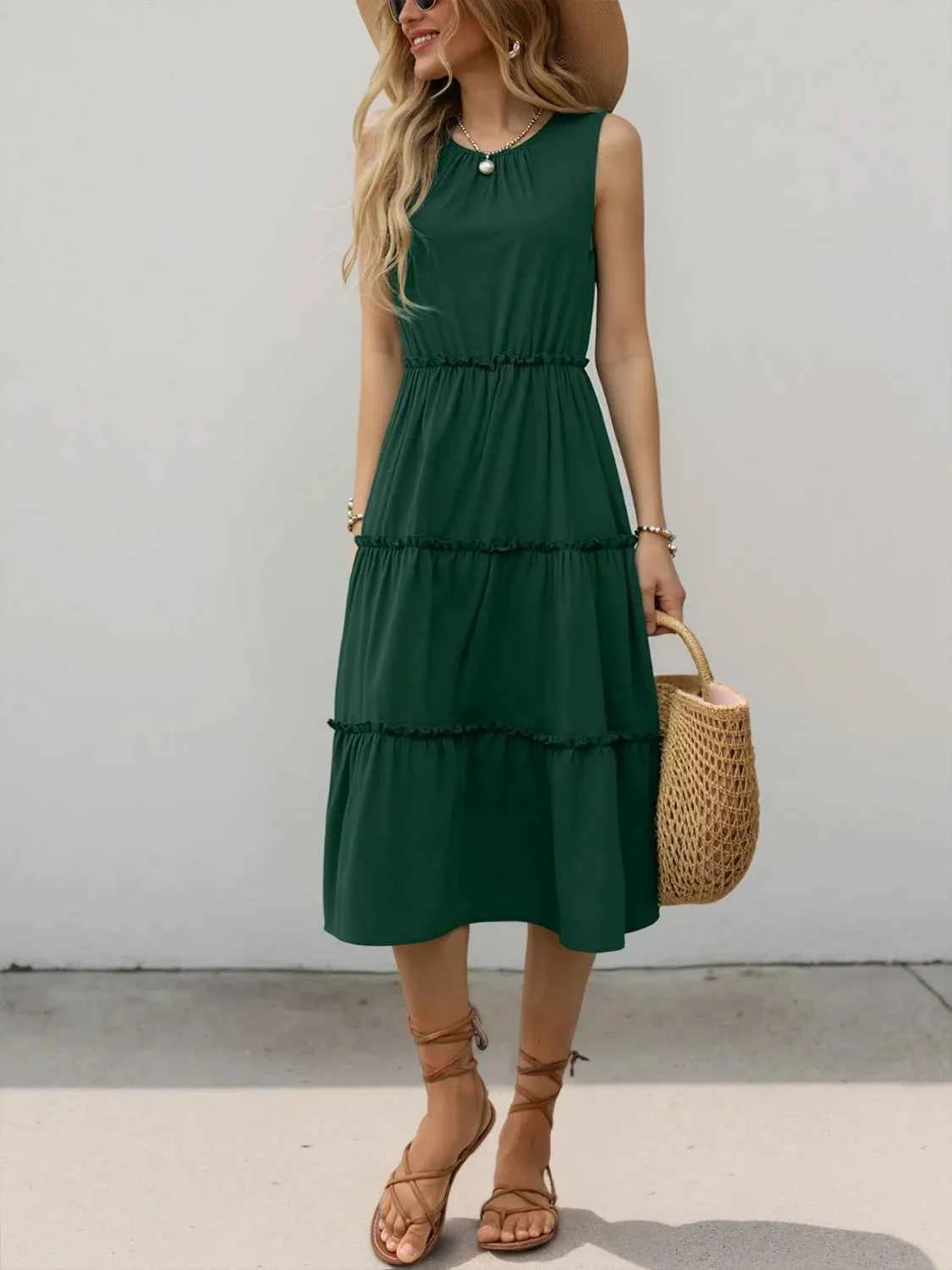Frill Tiered Midi Dress