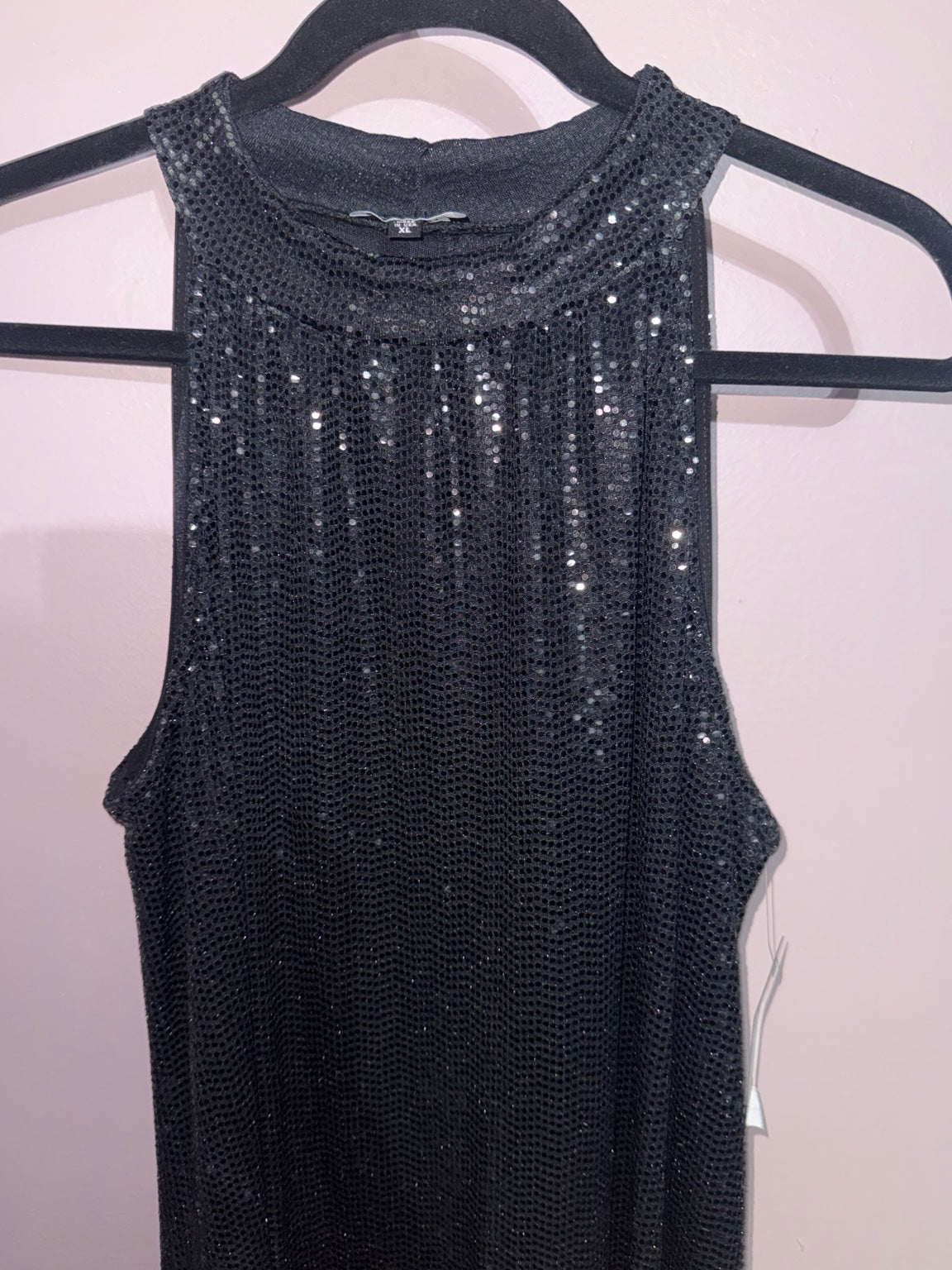 Bebe black disco dot fabric detail