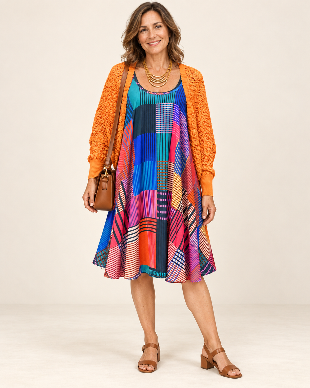 One-and-Done Fall Outfit – Umgee Dress & Orange Cardigan