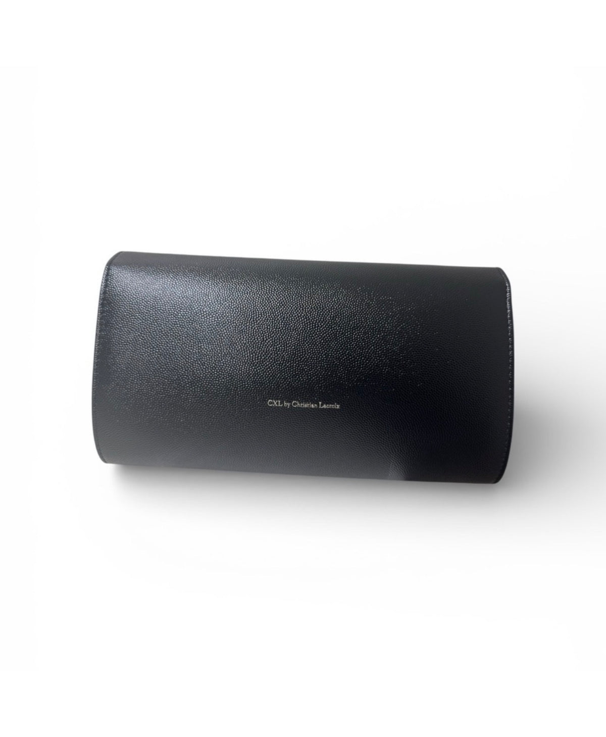 Back view of Christian Lacroix black textured clutch