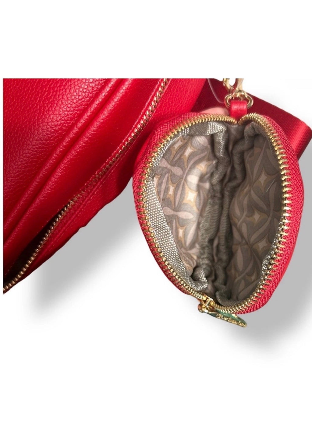 Interior of Christian Lacroix red matching round coin purse