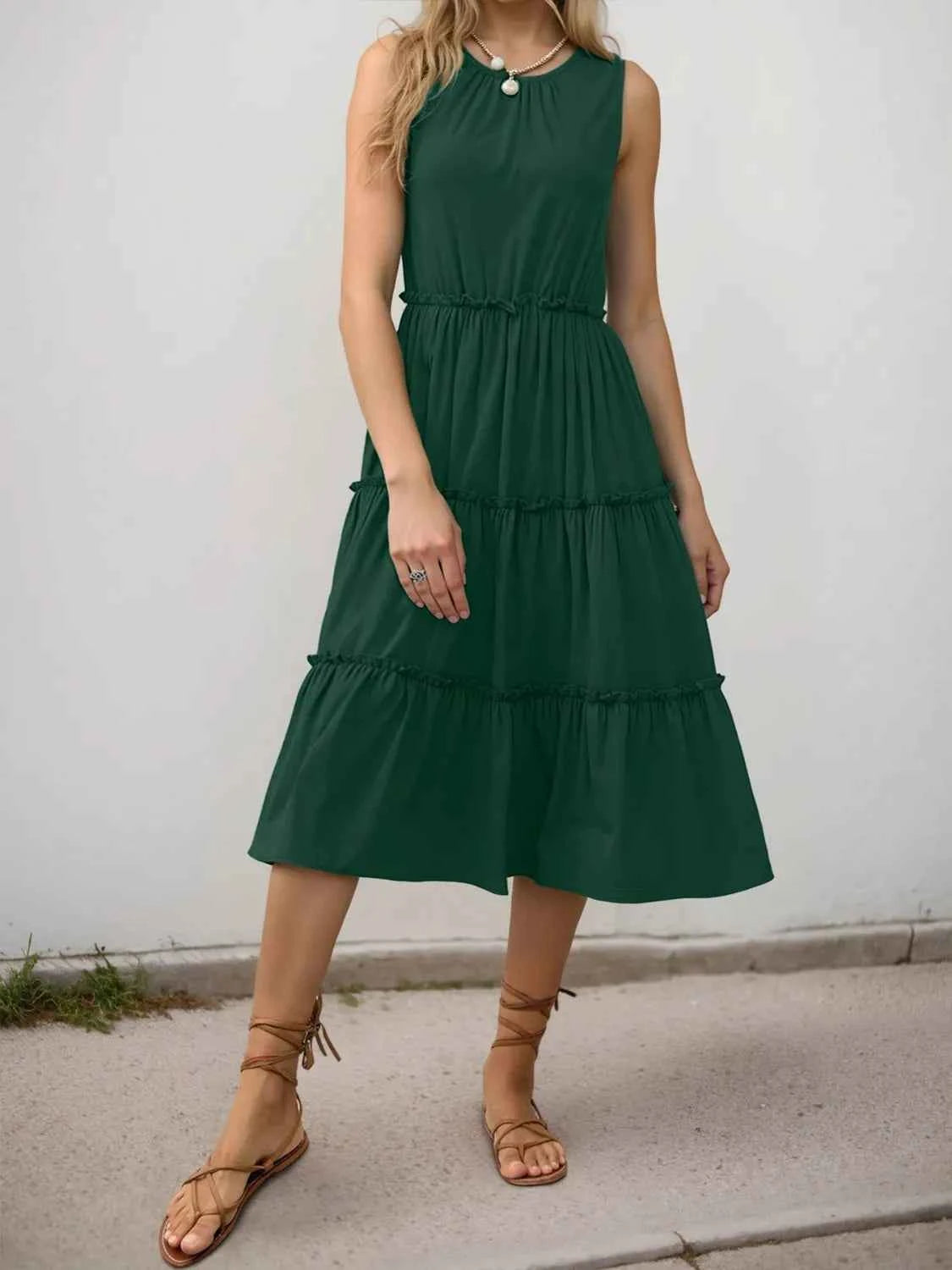 Frill Tiered Midi Dress