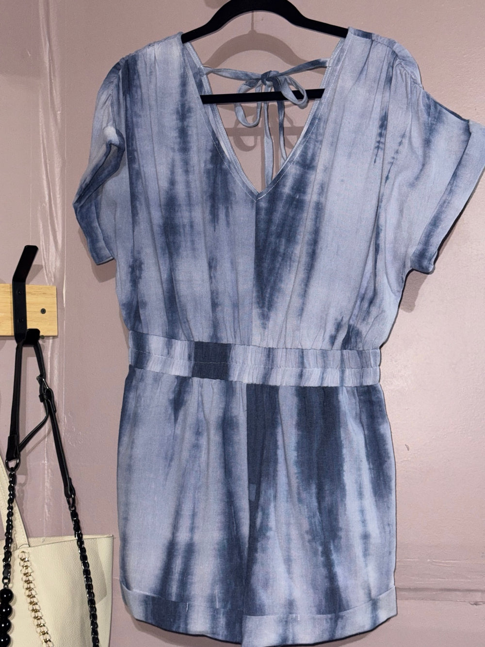 Eesome Indigo Tie-Dye Linen-Blend Romper