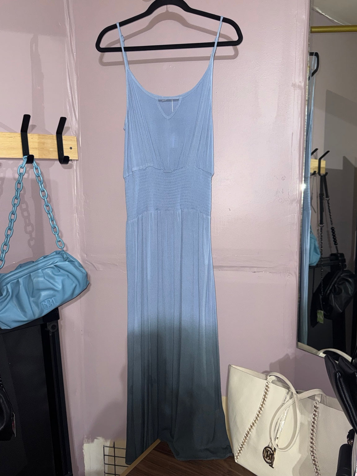 Andree by Unit blue ombre smocked-waist maxi dress