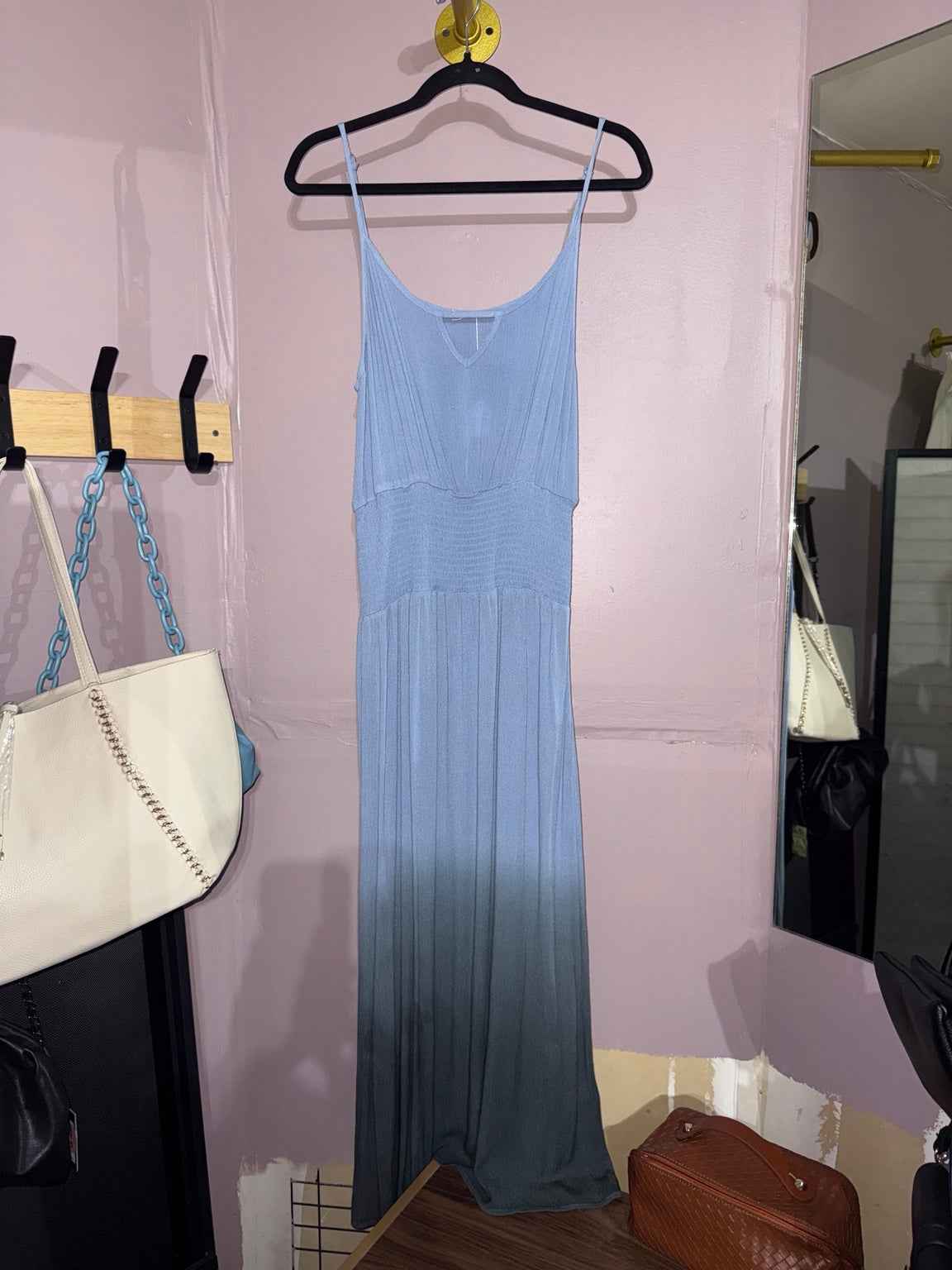 Andree by Unit Blue Ombré Smocked-Waist Maxi Dress