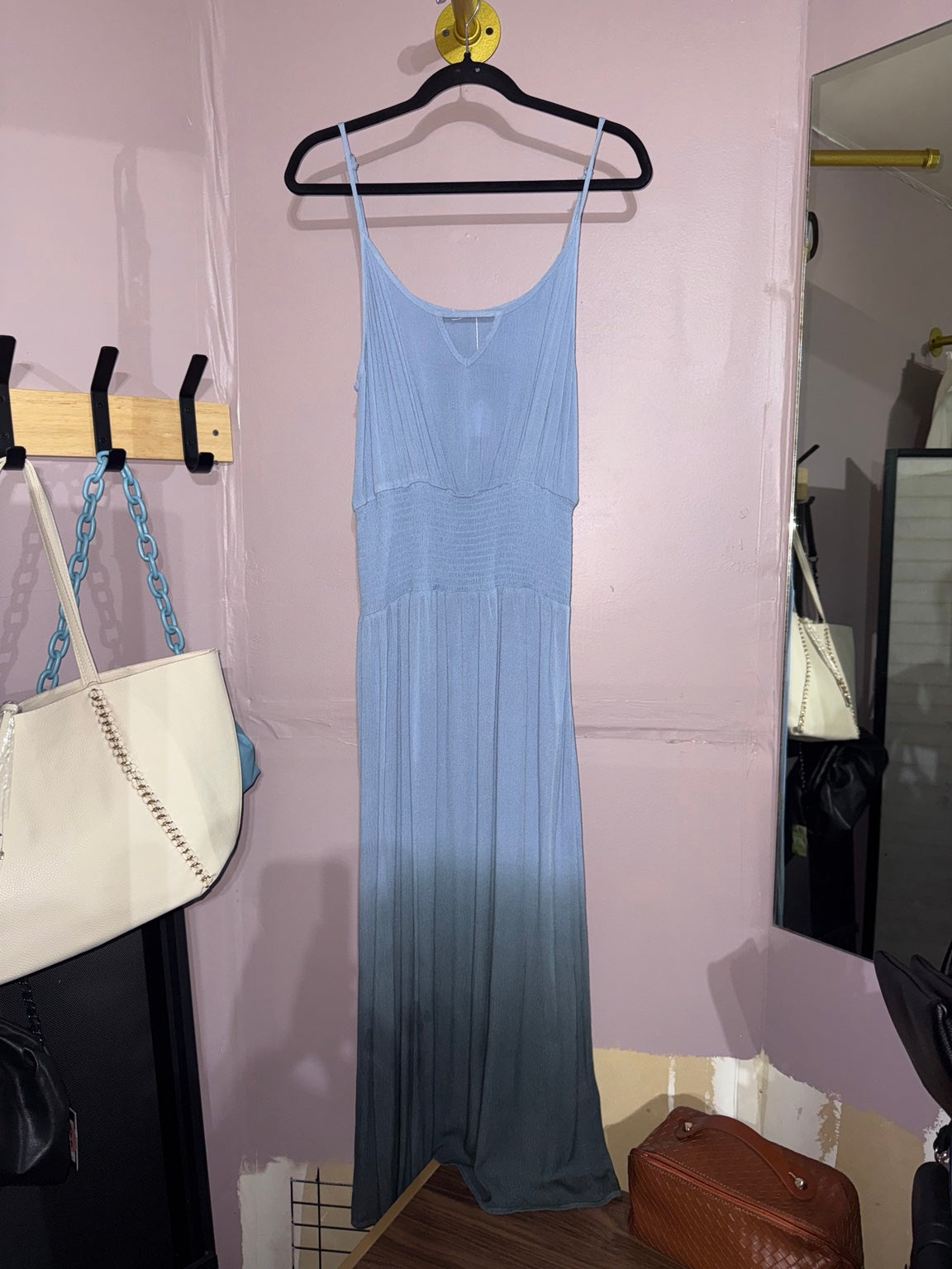 Full-length view of Andree by Unit blue ombre maxi dress
