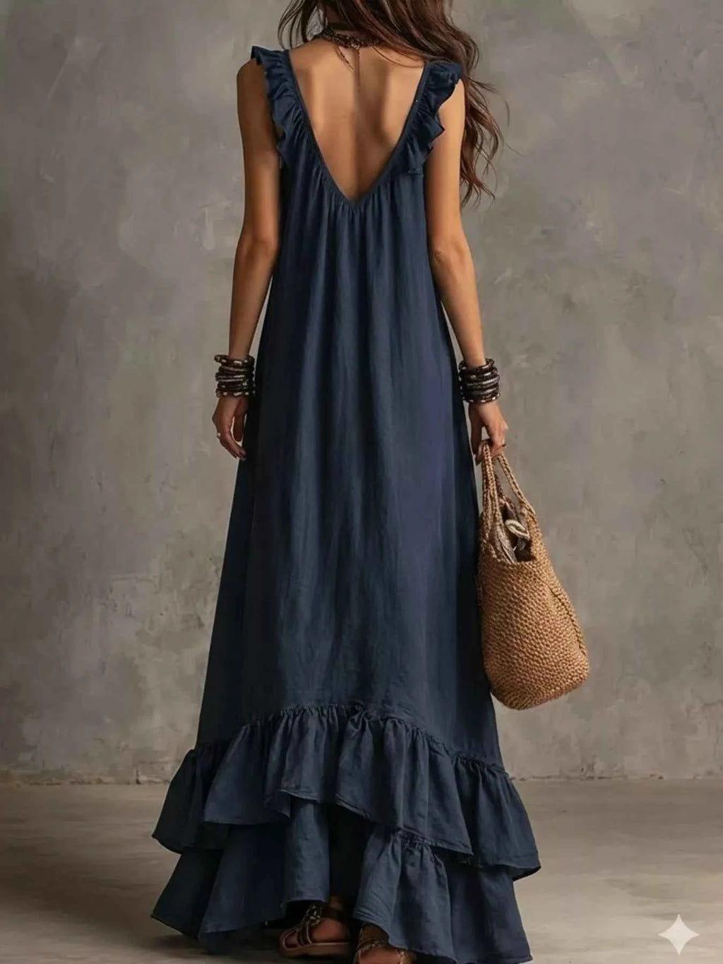 Ruffled Sleeveless Maxi Dress