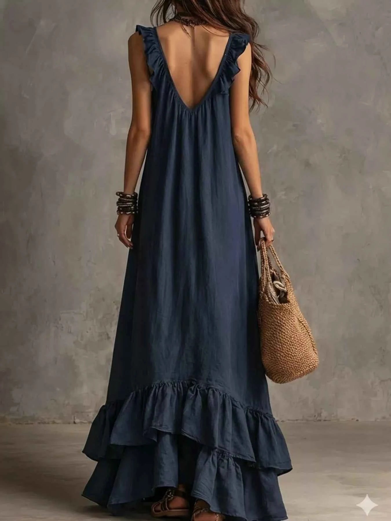 Ruffled Sleeveless Maxi Dress