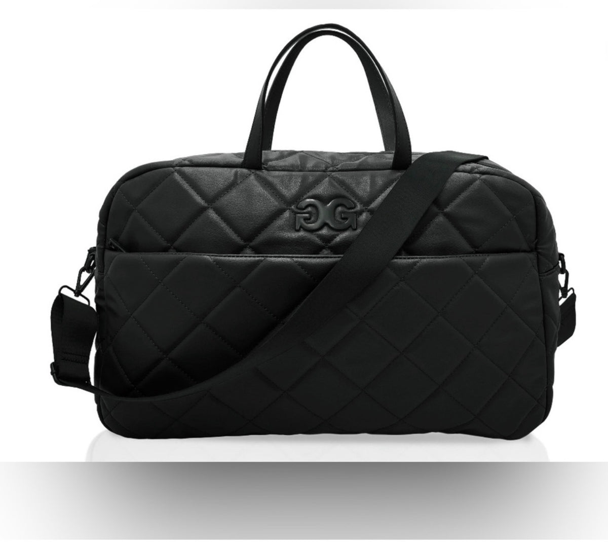 Gilda Paris black quilted weekender travel bag front view