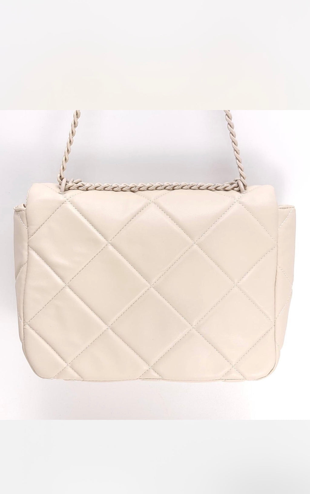 Back of Gilda Paris bone diamond-quilted crossbody