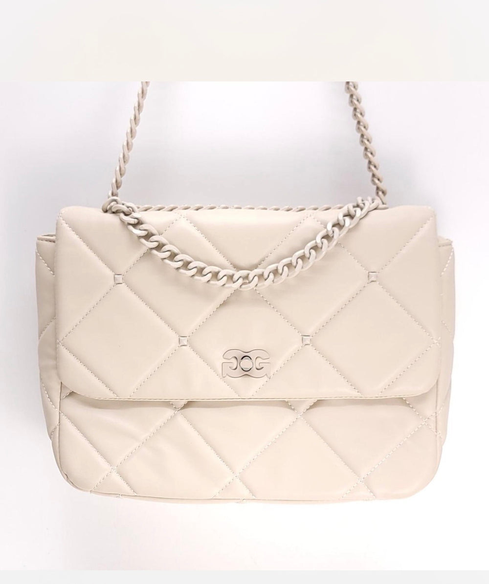 Gilda Paris Bone Quilted Crossbody – Monochromatic Chain