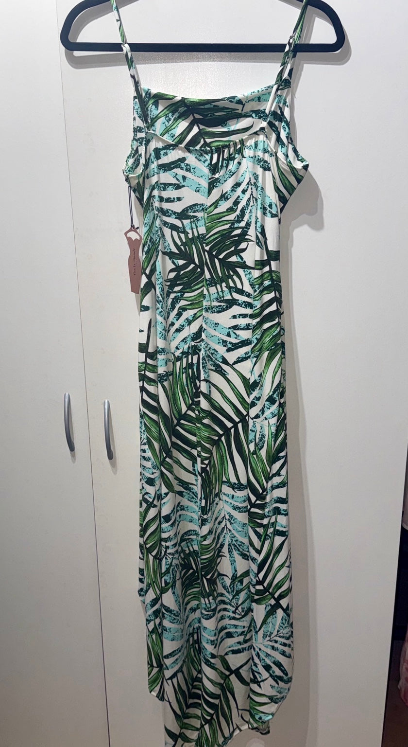 Haute Monde tropical palm-print maxi dress back