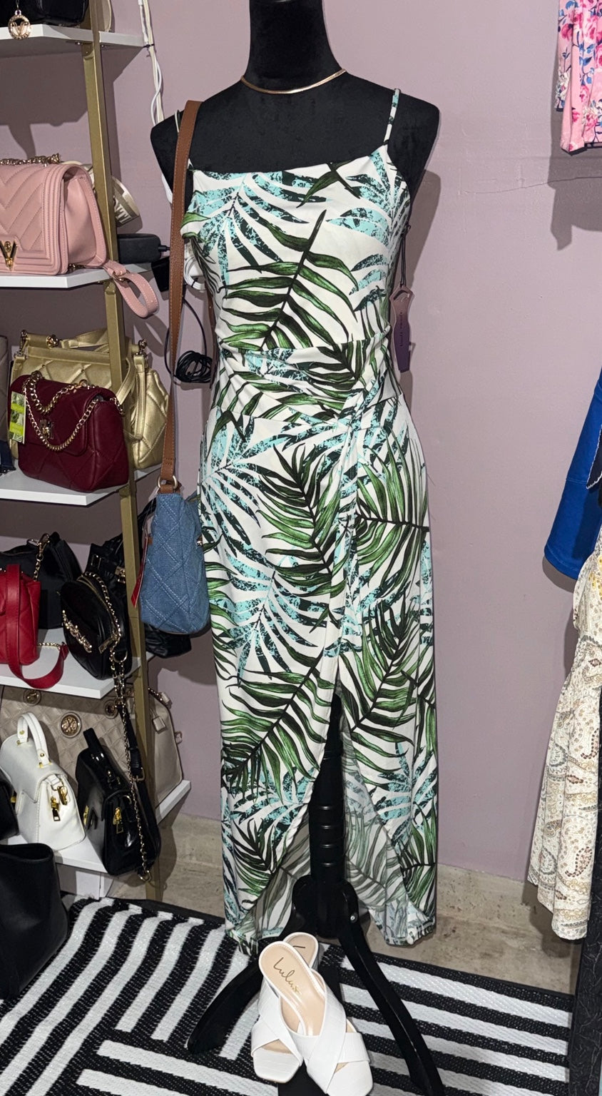 Haute Monde tropical palm-print wrap-front maxi dress