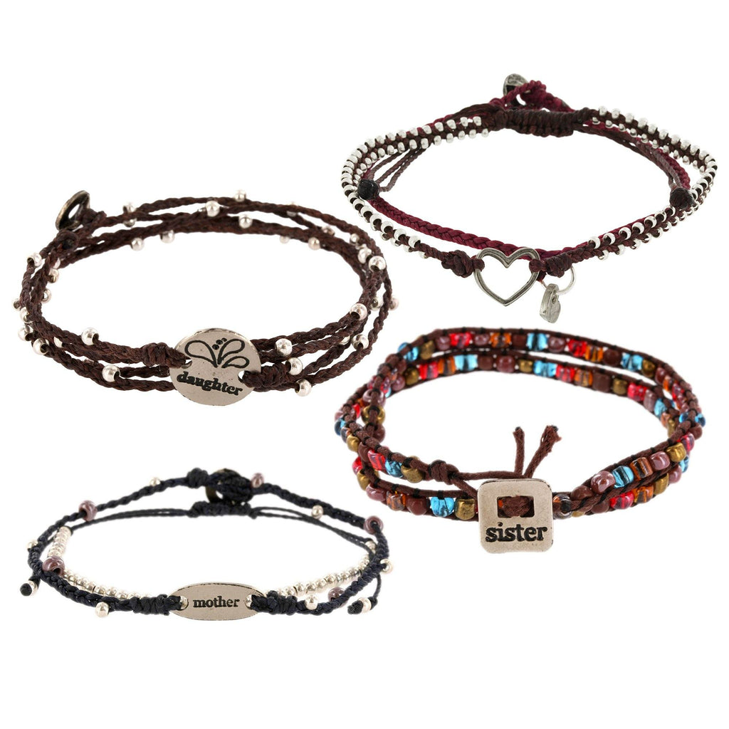 Meaningful Inspiring Women Woven Bracelets Two Heart Set Gift