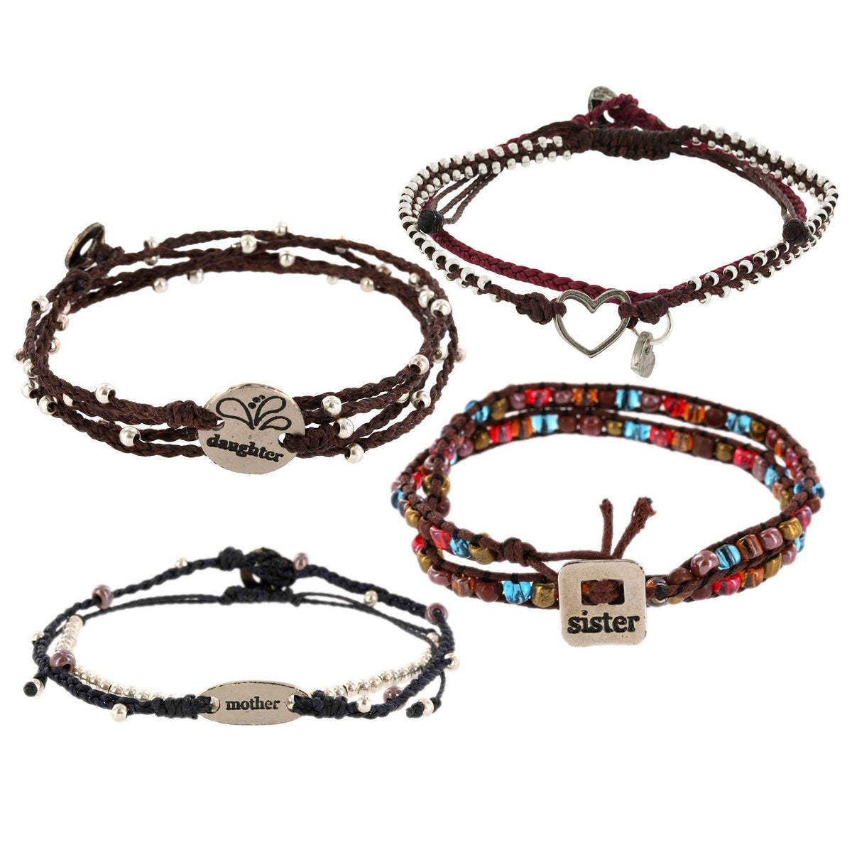 Meaningful Inspiring Women Woven Bracelets Two Heart Set Gift