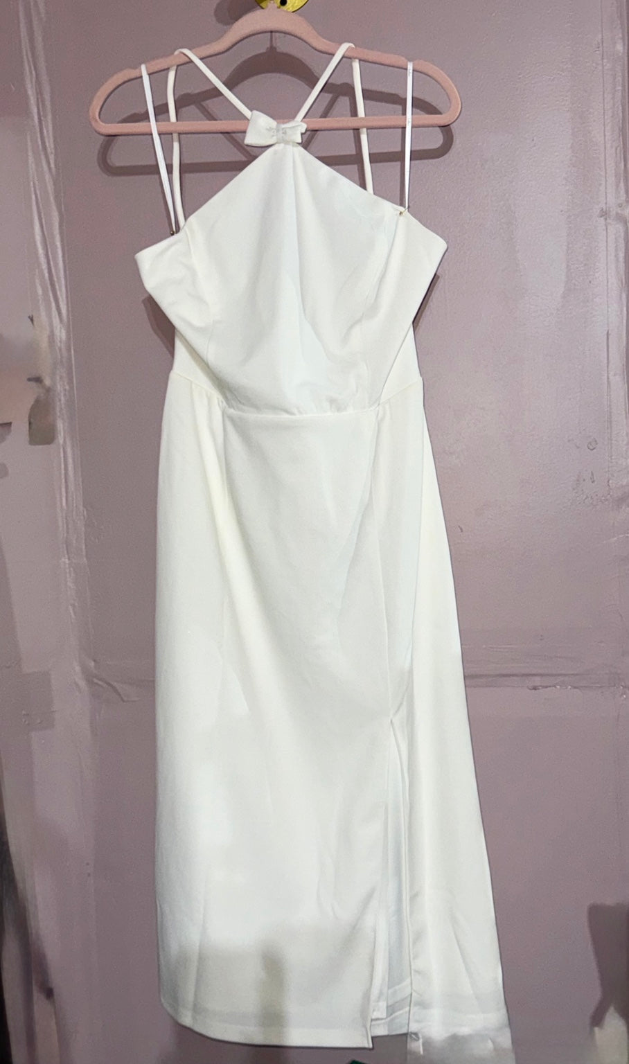 Actual Lulus ivory bow detail midi dress front