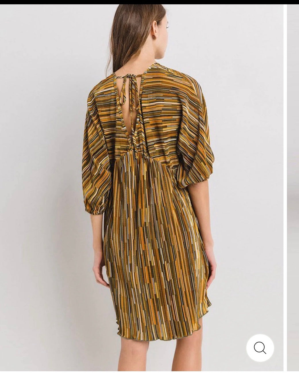Mustard multistripe oversized tunic mini dress back view