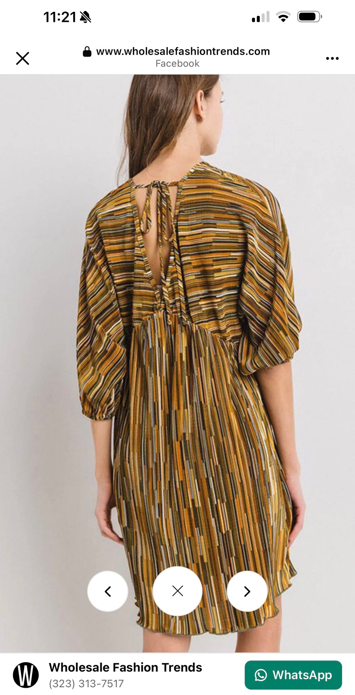 Mustard multistripe tunic dress back tie detail