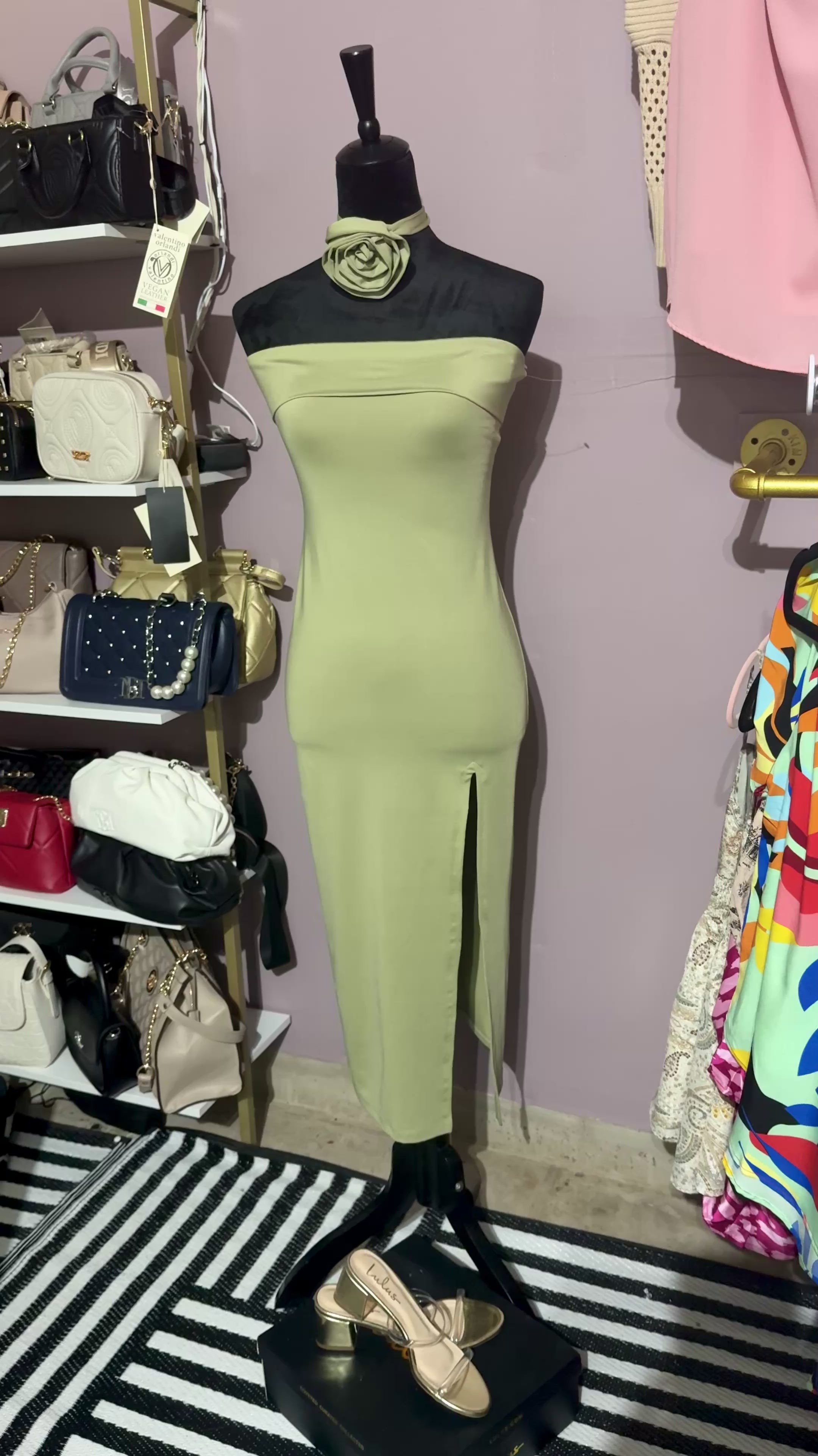 Galita Strapless Floral Sash Dress