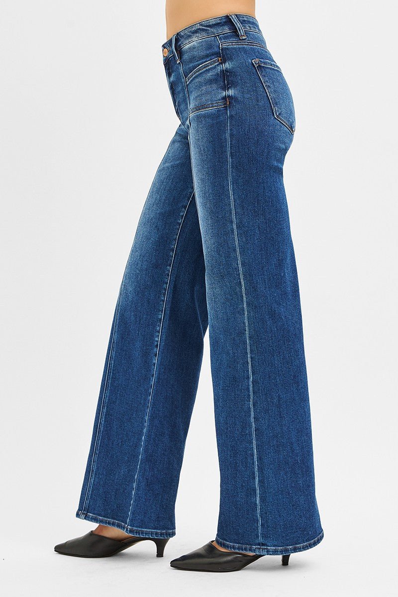Risen Mid Rise Front Seam Wide Leg Jeans - Size 13 and 15 remaining
