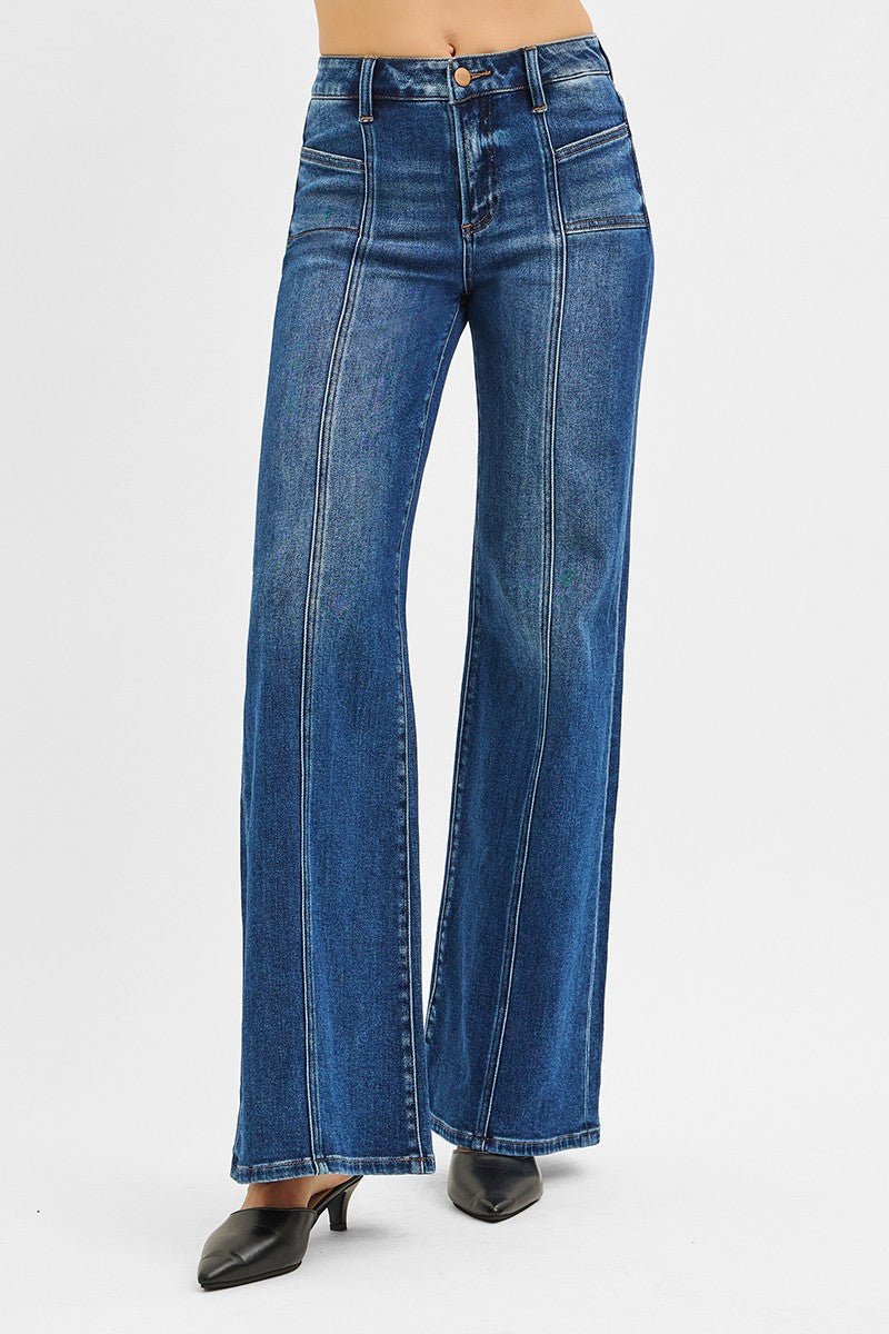 Risen Mid Rise Front Seam Wide Leg Jeans - Size 13 and 15 remaining