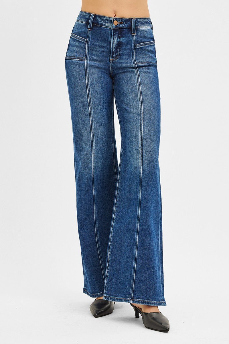 Risen Mid Rise Front Seam Wide Leg Jeans - Size 13 and 15 remaining