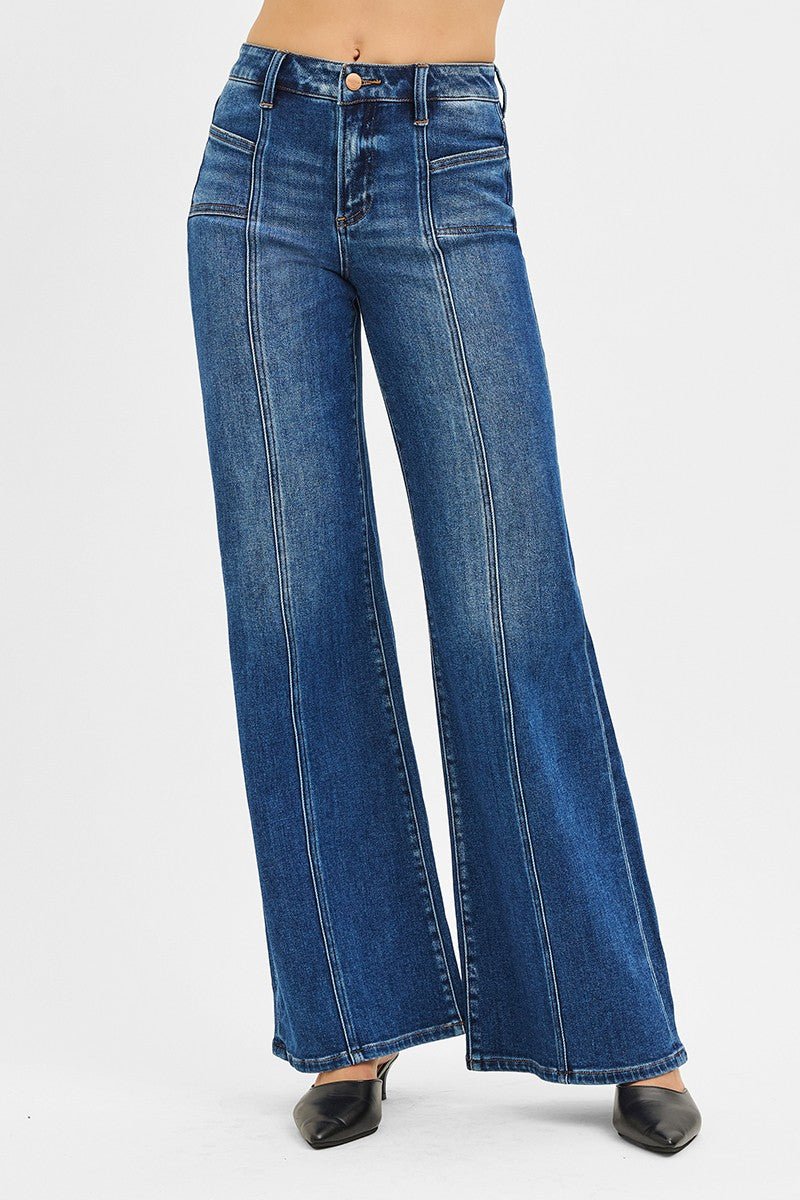 Risen Mid Rise Front Seam Wide Leg Jeans - Size 13 and 15 remaining