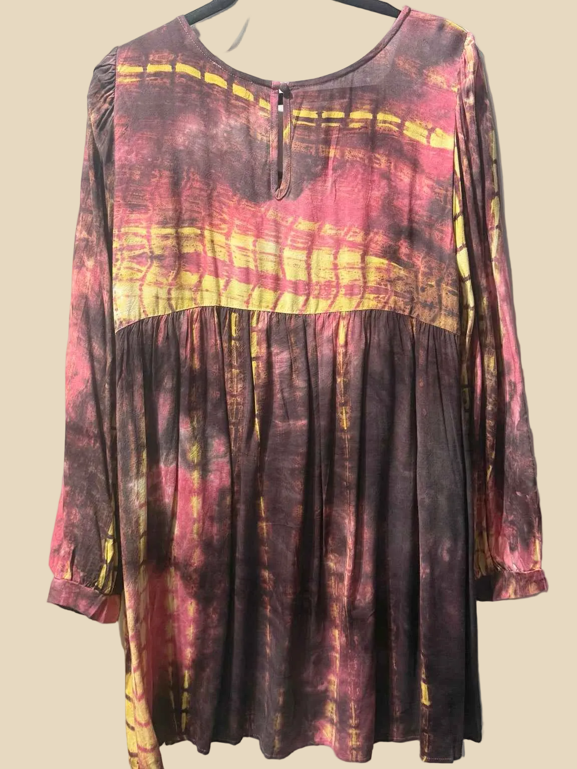 Umgee Berry & Mustard Tie-Dye Babydoll Dress