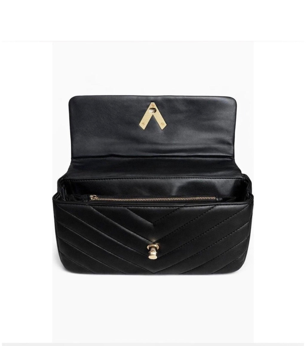 Interior of Valentino Orlandi black quilted crossbody
