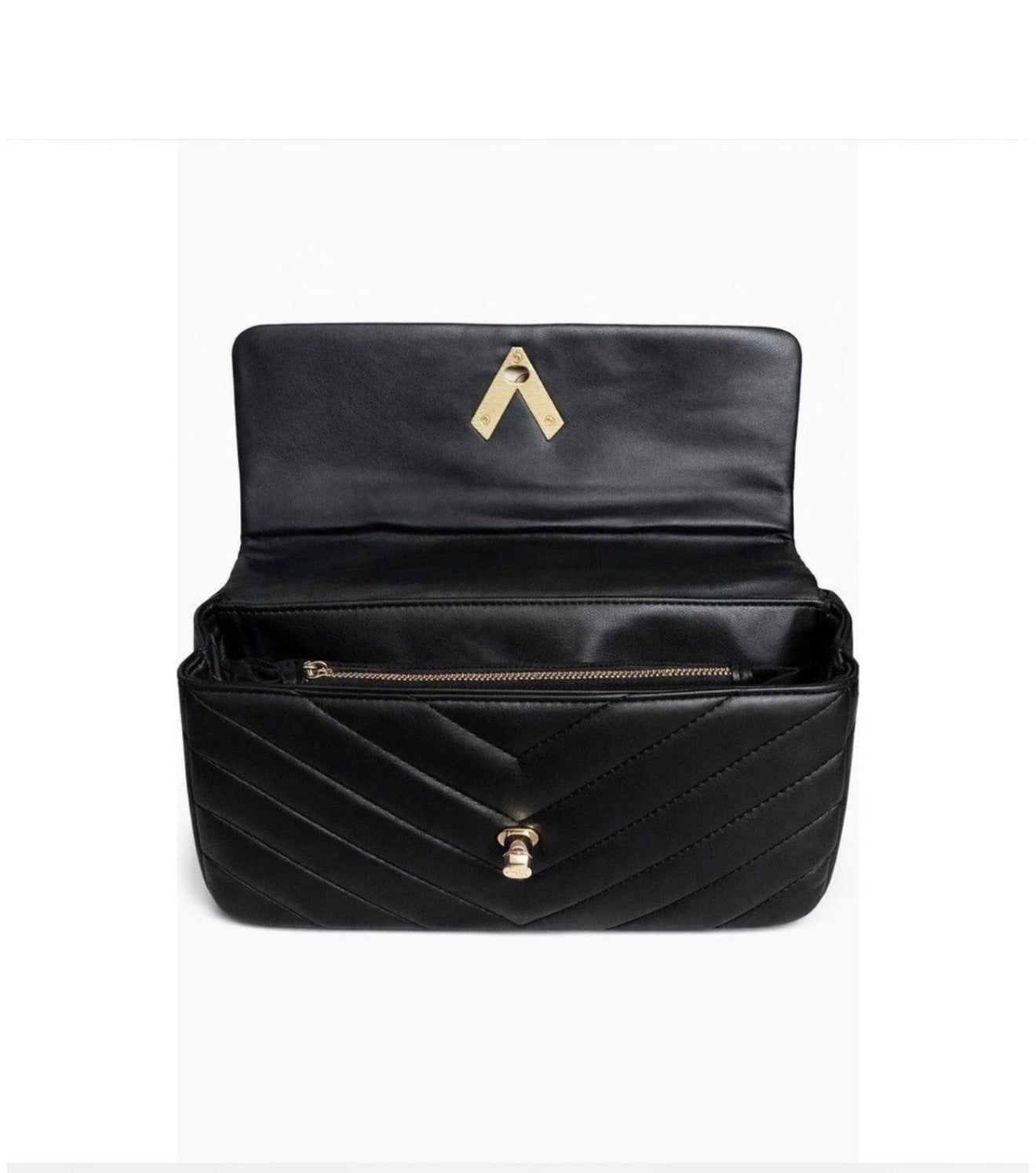 Interior of Valentino Orlandi black quilted crossbody