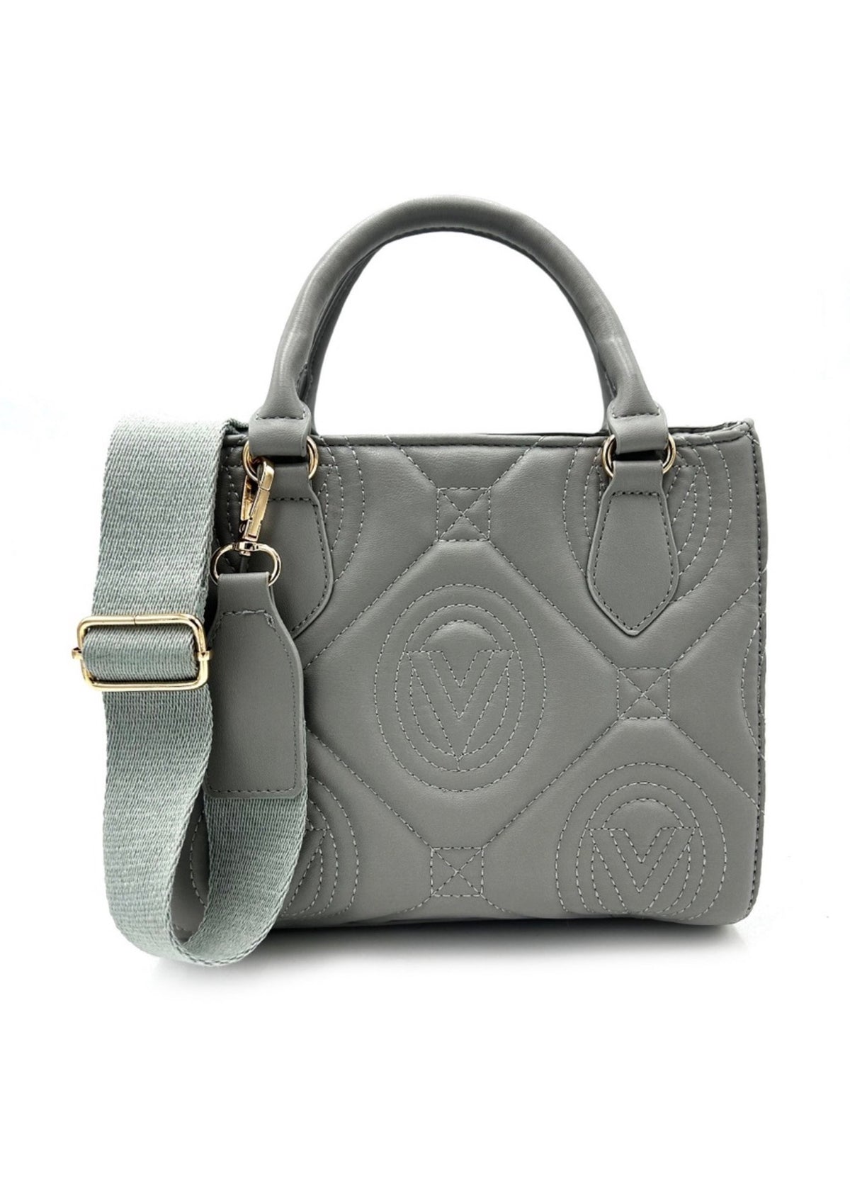 Valentino Orlandi gray V-logo quilted tote back view