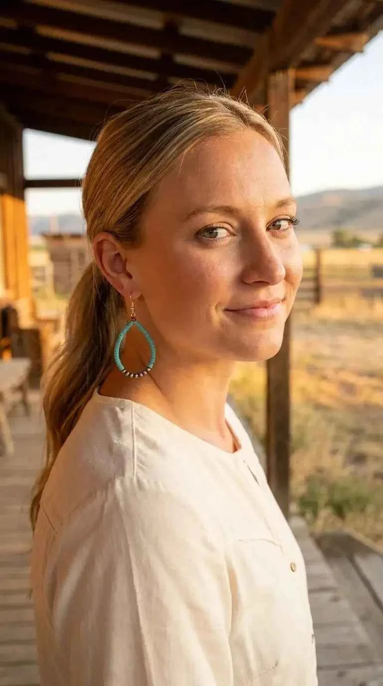 Western Teardrop Faux Turquoise Dangle Earrings With Statement Flair